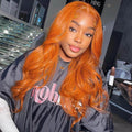 Ginger Orange Wig 4x4/5x5 Transparent HD Lace Human Hair Wigs Pre Plucked Hairline 180% Density