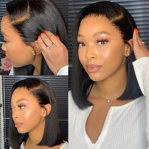 220% Density Straight Bob Wigs Pre Cut 13x4 HD Lace Real Glueless Wigs 100% Human Hair