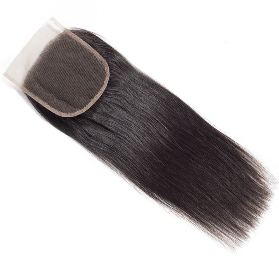 4x4 HD Transparent Lace Closure Straight Human Hair Closure Natural Black Hair Top Swiss Lace