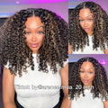 Blonde Highlight Curly Glueless HD Lace Wig Human Hair Pre-Cut Lace Pre-Plucked Pre-Bleached