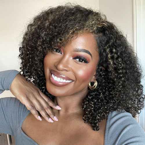 Blonde Highlights Curly 13x4 HD Lace Frontal Human Hair Wigs Youtube @Msnaturally Mary Same Wig