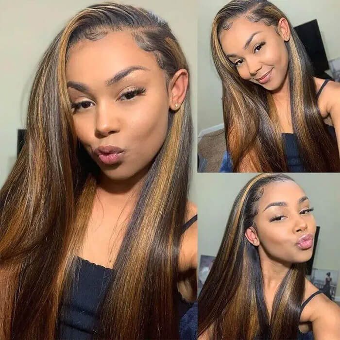 Balayage Highlight Put on go® Glueless Wig Pre Cut 8*5 HD Lace Closure Wigs Human Hair 220% Density