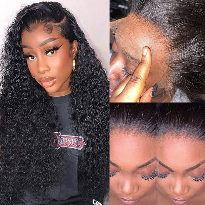 Glueless HD Lace Curly Human Hair Wig Pre Plucked 13x4 Lace Front Wigs For Women