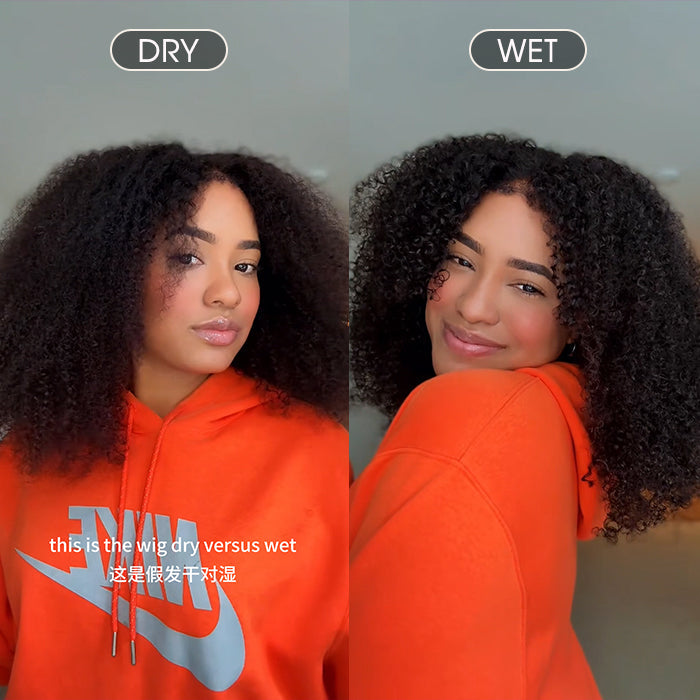 4C Kinky Edge Hairline Afro Kinky Curly Wigs Pre Cut 8x5 HD Lace Human Hair Glueless Wig Pre Bleached