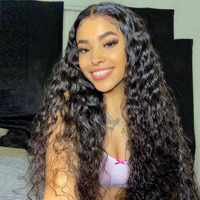 Deep Wave 8x5 HD Glueless Lace Wig Pre-Cut Pre Plucked Pre Bleached Wear Go Easy Wig Ship In 24H