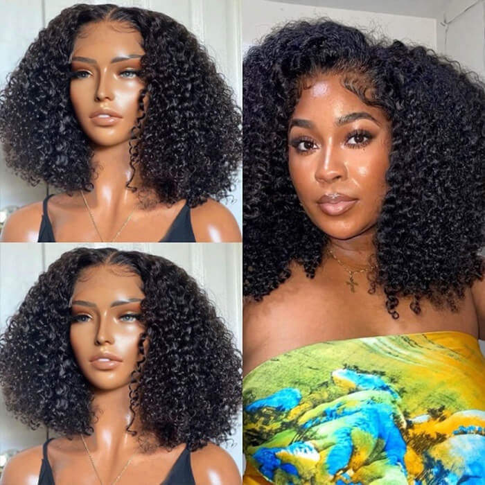 220% Density Shoulder Length Short Curly Hair Bob Wigs Pre-Cut 8×5 Glueless HD Lace Wigs