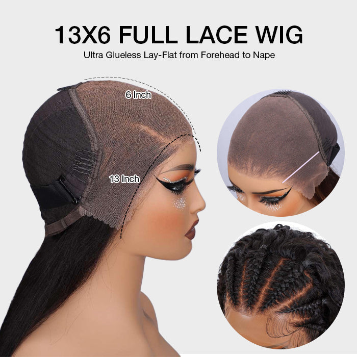 13x6 Pre-All Glueless Lace Frontal Wig Pre Cut Ear to Ear Lace Glueless Deep Wave Wigs