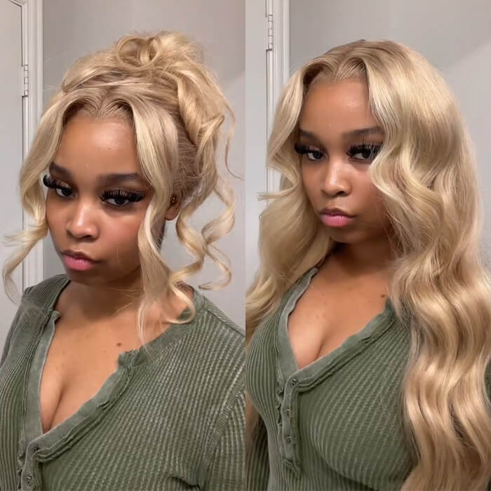 Barbie Blonde Highlight Lace Closure Wigs #18/613 HD Transparent 5x5 Lace Closure Human Hair Wigs