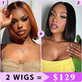 2 Wigs Set | 5x5 HD Lace Bob Wig Pre Plucked & Bleached Glueless Human Hair Wig