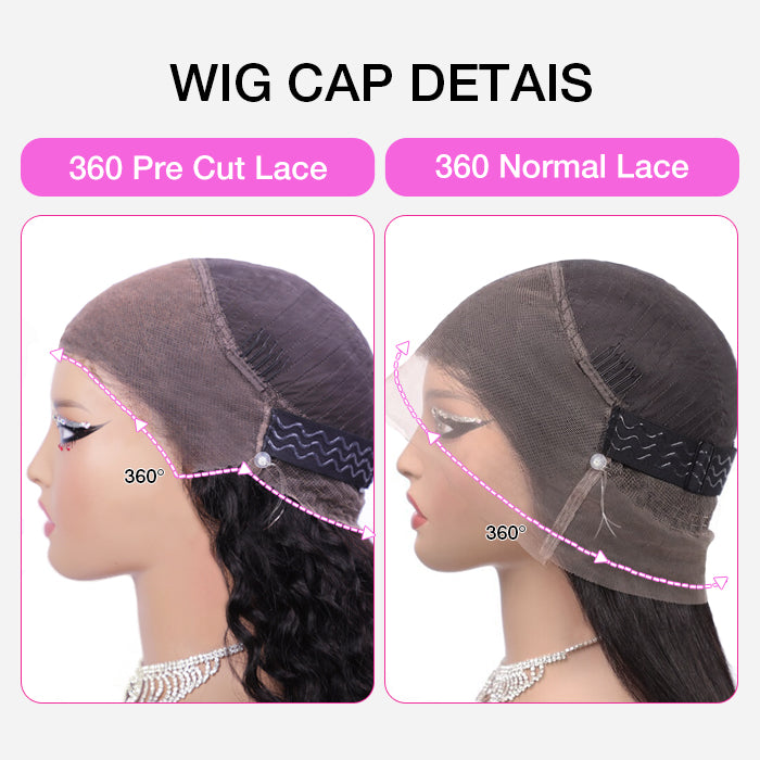 Invisi-String Straight 360 HD Lace Wig Human Hair Snug Fit Glueless Wig Pre Bleached Knots Lace Parting Anywhere
