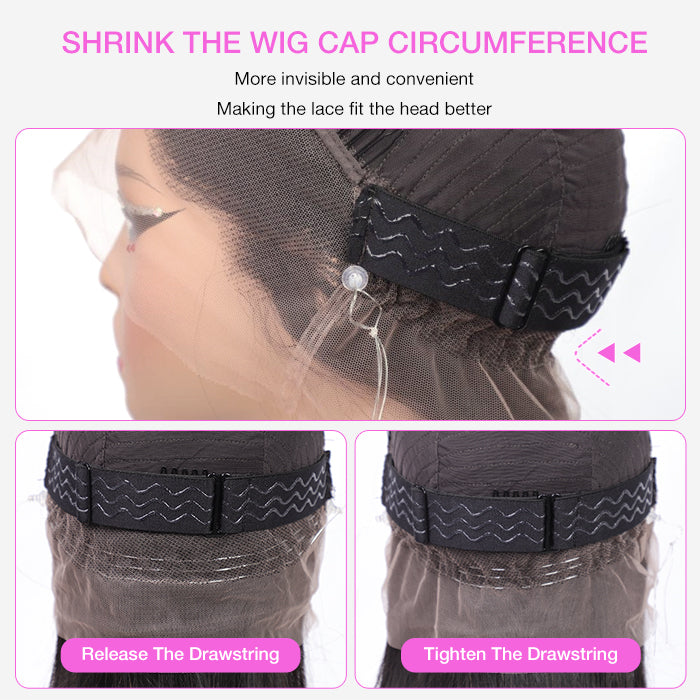 #27 Honey Blonde Color Invisible-Pull String 360 Lace Frontal Wigs Glueless HD Lace Wigs With Pre Plucked