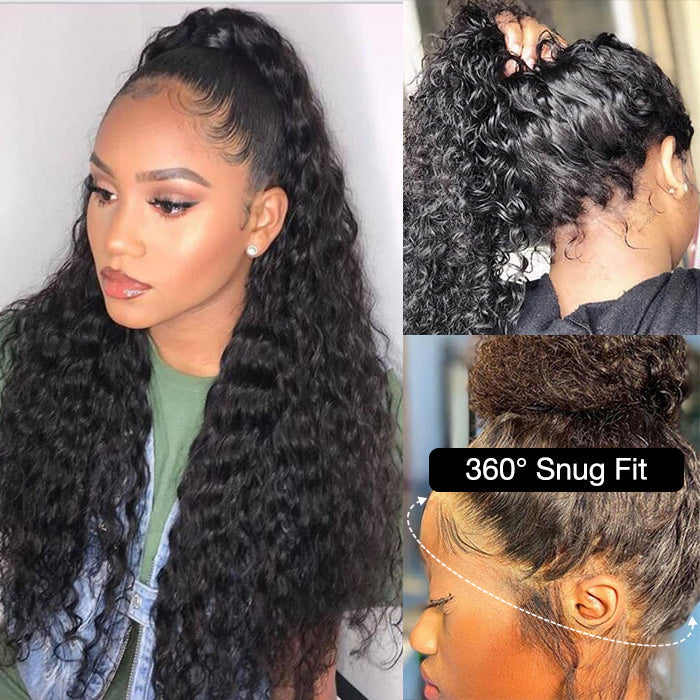 20”=$159 Glueless Invisi-String 360 Lace Frontal Wigs Pre-cut & Pre-bleached Human Hair Wig Lace Parting Anywhere