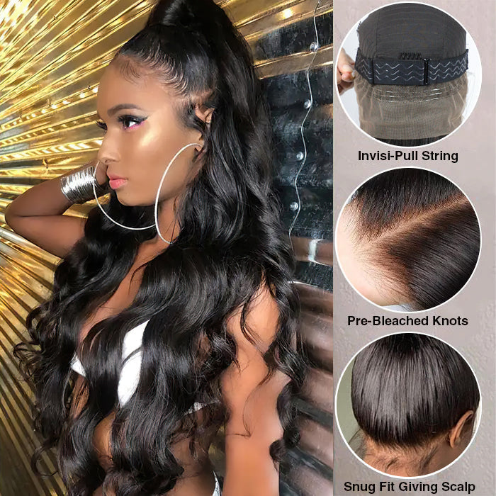 20”=$159 Glueless Invisi-String 360 Lace Frontal Wigs Pre-cut & Pre-bleached Human Hair Wig Lace Parting Anywhere