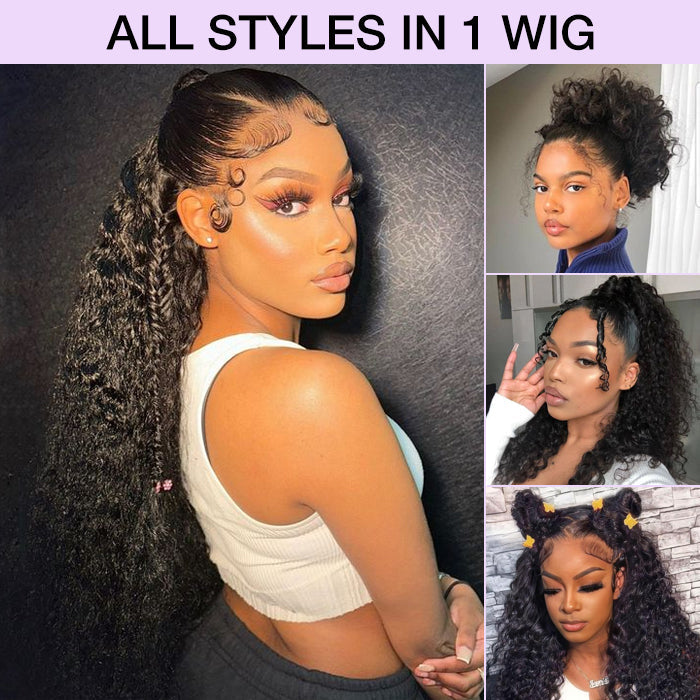 Deep Wave Invisi-String Snug Fit for 360 Skin Lace Frontal Pre-cut & Pre-bleached Human Hair Wig For Women