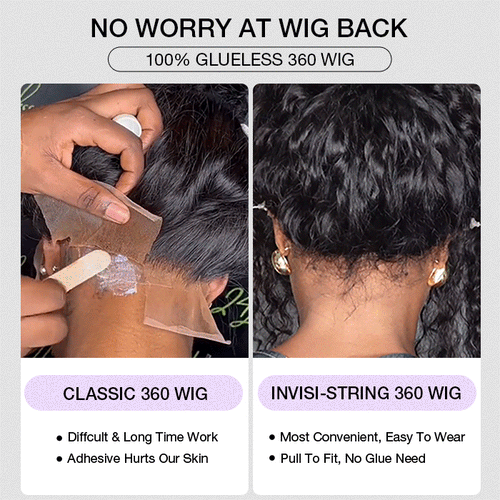 20”=$159 Glueless Invisi-String 360 Lace Frontal Wigs Pre-cut & Pre-bleached Human Hair Wig Lace Parting Anywhere