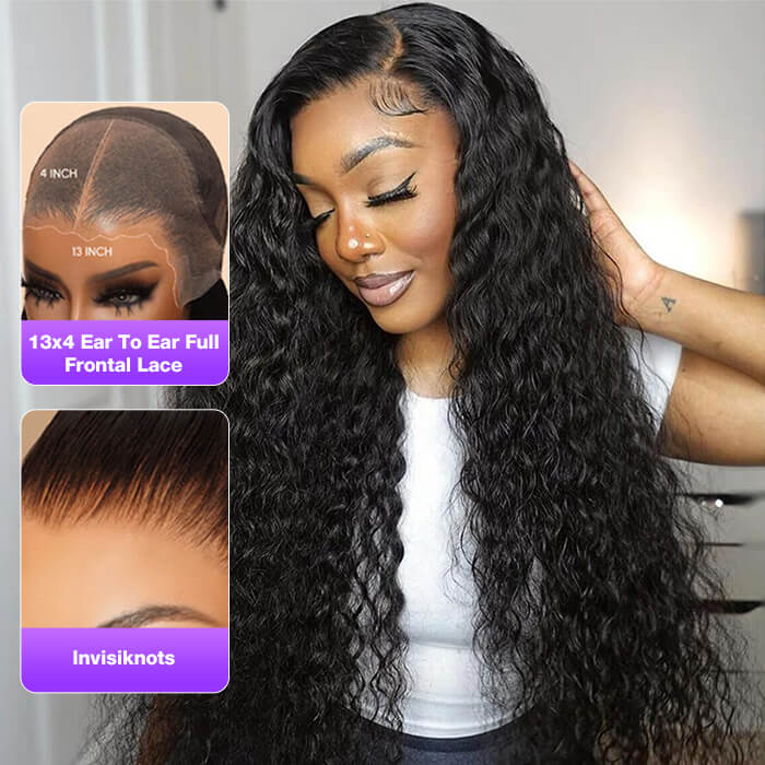 +$9.9 Get A Wig | Drawstring Cap Glueless 13x4 Frontal Lace Human Hair Wig Straight Pre-Cut Lace 220% Density