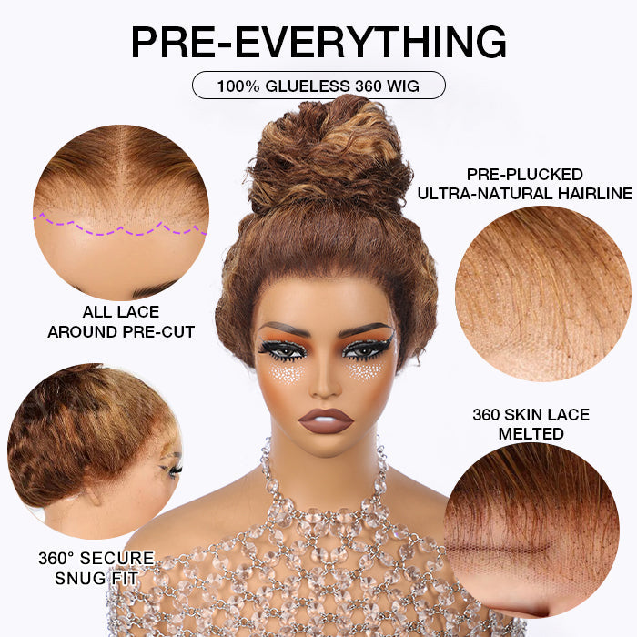 4/27 Highlight Brown Straight Wig 13x4 13x6 HD Lace Front Wigs Honey Blonde Human Hair Wigs