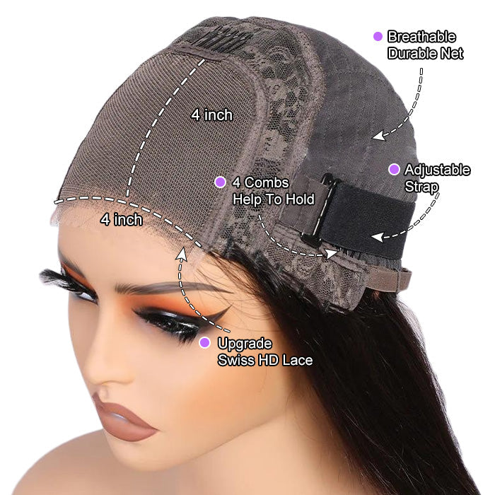 #33 Auburn Reddish Brown Color 4x4 HD Transparent Lace Closure Human Hair Wigs