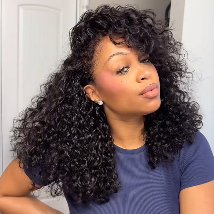 4C Edges Hairline Wig Transparent 13x4 HD Lace Pre-Plucked Curly Human Hair Wig with Curly Baby Hair