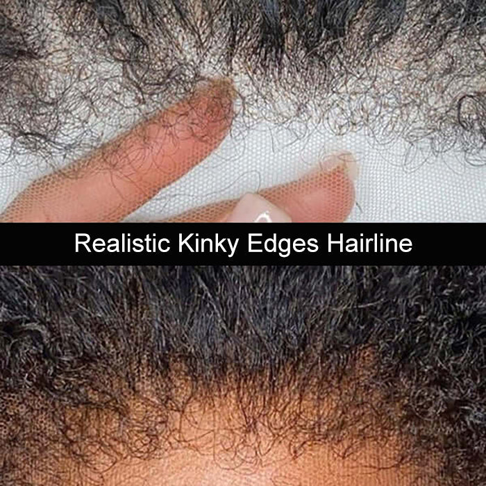Glueless 4C Edge Hairline Wigs Silky Straight 13x4 13x6 HD Lace Front Wig with Kinky Edges Realistic Natural Hairline