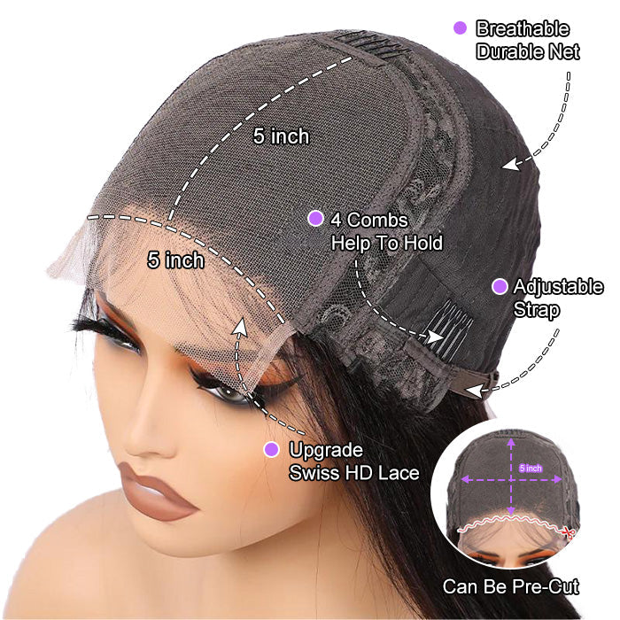 220% Density 4x4/5x5 Lace Closure Bob Wigs Pre Plucked Water Wave Wigs For Black Women