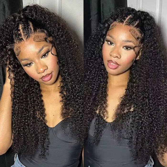 2Wigs = $199 | Jerry Curly & Silky Straight 8x5 HD Lace Glueless Wig Ultra Natural & Bleached for Effortless Styling