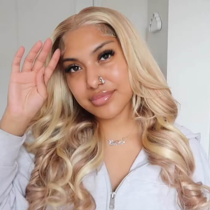Barbie Blonde Highlight Lace Closure Wigs #18/613 HD Transparent 5x5 Lace Closure Human Hair Wigs