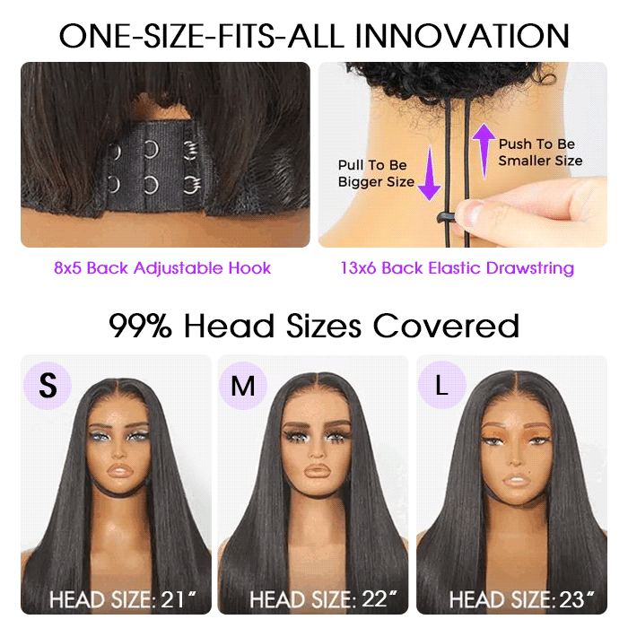 Glueless Straight Wig 8x5 Closure HD Lace 100% Human Hair Wigs With Invisible Bleached Small Knots