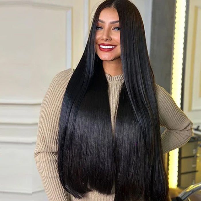 300% Density Luxury Custom Straight Wigs Super Double Drawn Virgin Human Hair HD Transparent Lace Front Wigs Pre Plucked Hairline
