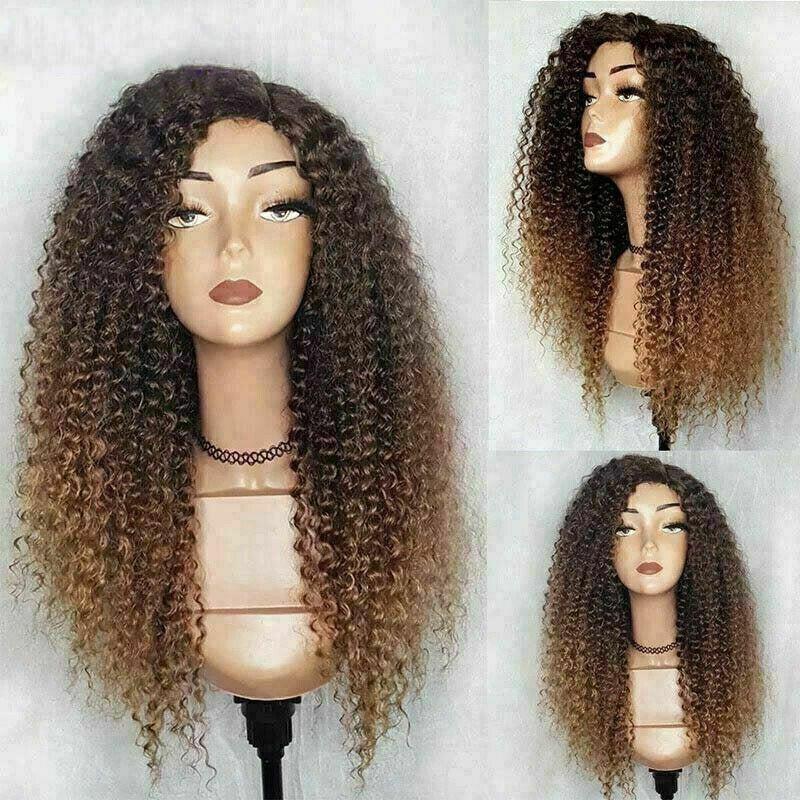 Curly Wig Ombre Auburn Brown 100% Human Hair 360 Skin Lace Frontal Invisi String Pre Everything Glueless Wig