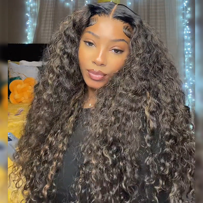 Blonde Highlight Deep Wave Virgin Human Hair 13X6 Full HD Lace Frontal Wigs