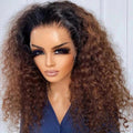 300 Density Ombre Brown Preplucked Water Wave HD Lace Front Human Hair Wigs