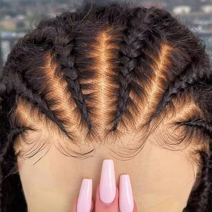 Glueless Pre Braided Wig Deep Wave Drawstring 13x6 Full HD Lace Frontal Human Hair Wigs For Women