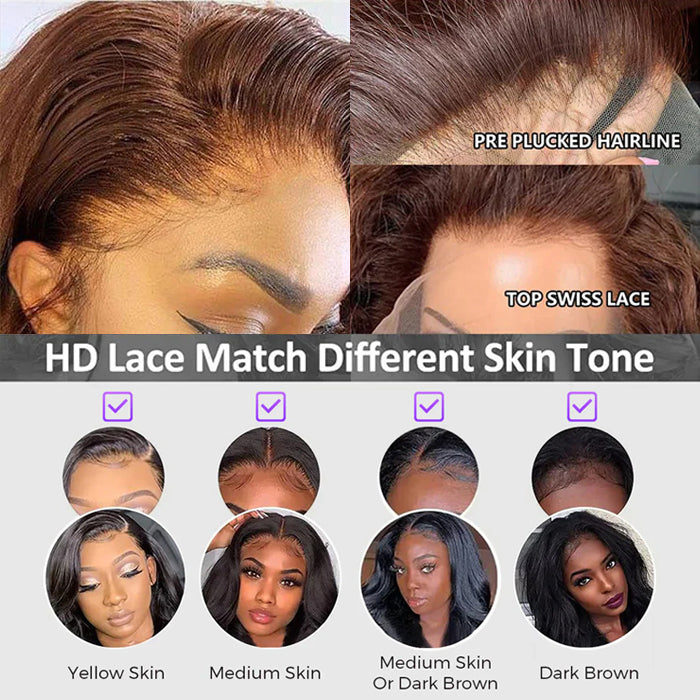 #4 Chocolate Brown Short Straight Bob 13x4/13x6 Lace Front Human Hair Wig