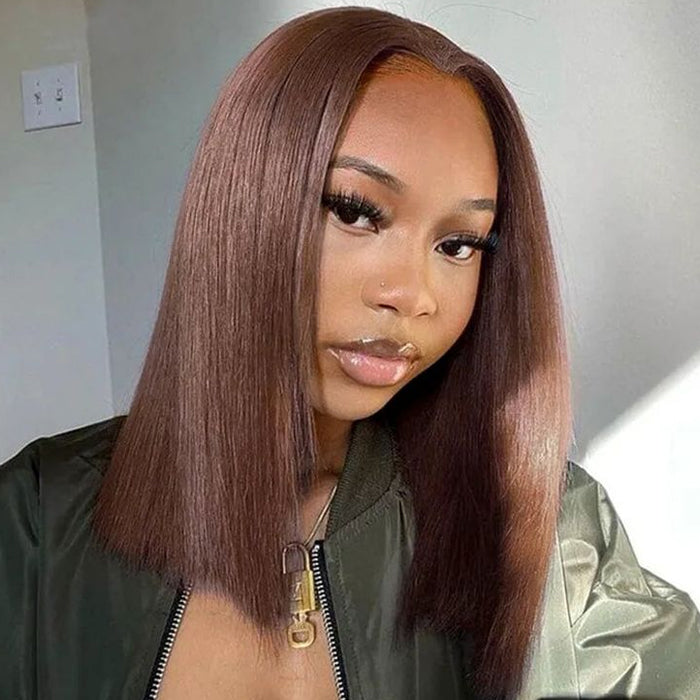 220% Density Short Straight Bob Wigs 13x4 HD Lace Front Wigs Pre Plucked & Bleached Knots Glueless Human Hair Wig