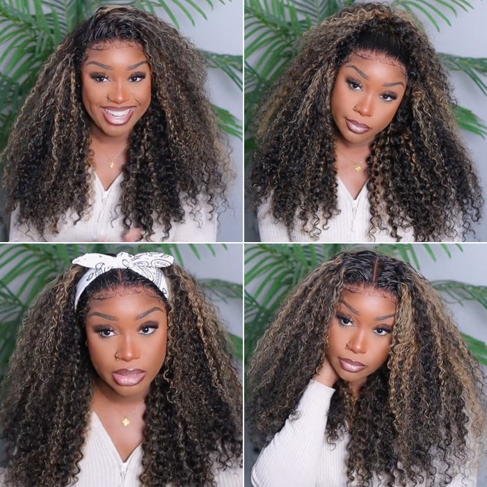 300% Density Curly Wigs Super Double Drawn Virgin Human Hair HD Transparent Lace Front Wigs Salon-Quality