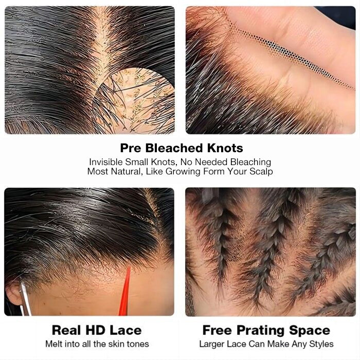 Body Wave 13*6 HD Lace Front Human Hair Wigs Pre Bleached Knots Ship In 24H