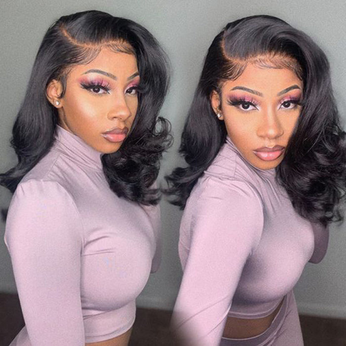 14 Inch Body Wave Short bob Wigs 5x5 Lace Closure Wigs Human Hair 100% Real Human Hair Wig