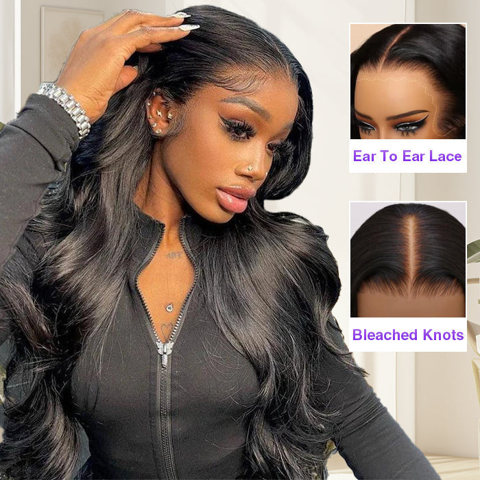 +$9.9 Get A Wig | Drawstring Cap Glueless 13x4 Frontal Lace Human Hair Wig Straight Pre-Cut Lace 220% Density