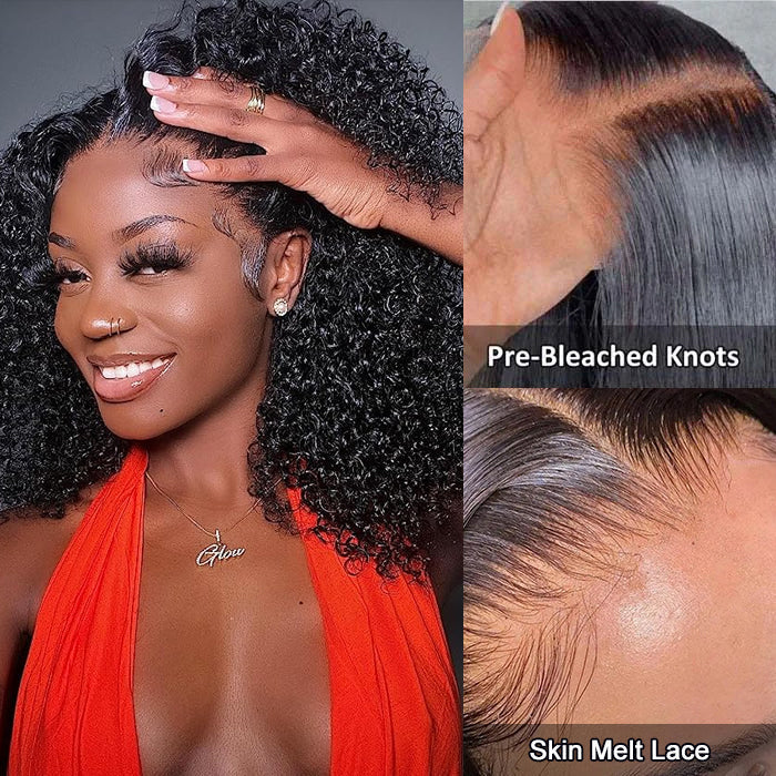 Glueless Wig Curly 8x5 Closure HD Lace Short Bob Wig Pre Cut & Plucked & Bleached