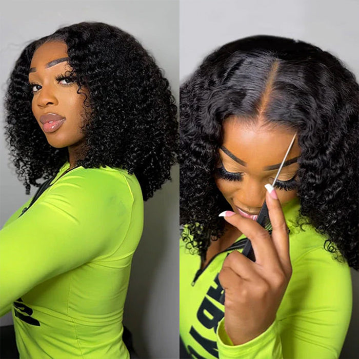 220% Density Shoulder Length Short Curly Hair Bob Wigs Pre-Cut 8×5 Glueless HD Lace Wigs