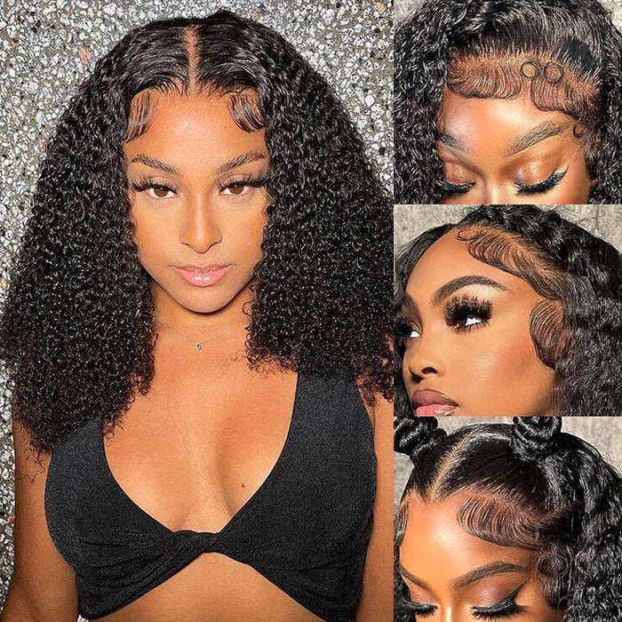 220% Density Shoulder Length Short Curly Hair Bob Wigs Pre-Cut 8×5 Glueless HD Lace Wigs