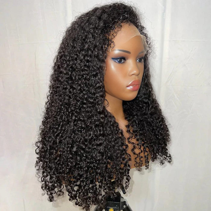4C Edges Hairline Wig Kinky Curly 5x5 HD Lace Closure Wigs Human Hair With Curly Baby Hair Realistic Hairline