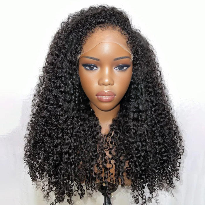 4C Edges Hairline Wig Kinky Curly 5x5 HD Lace Closure Wigs Human Hair With Curly Baby Hair Realistic Hairline