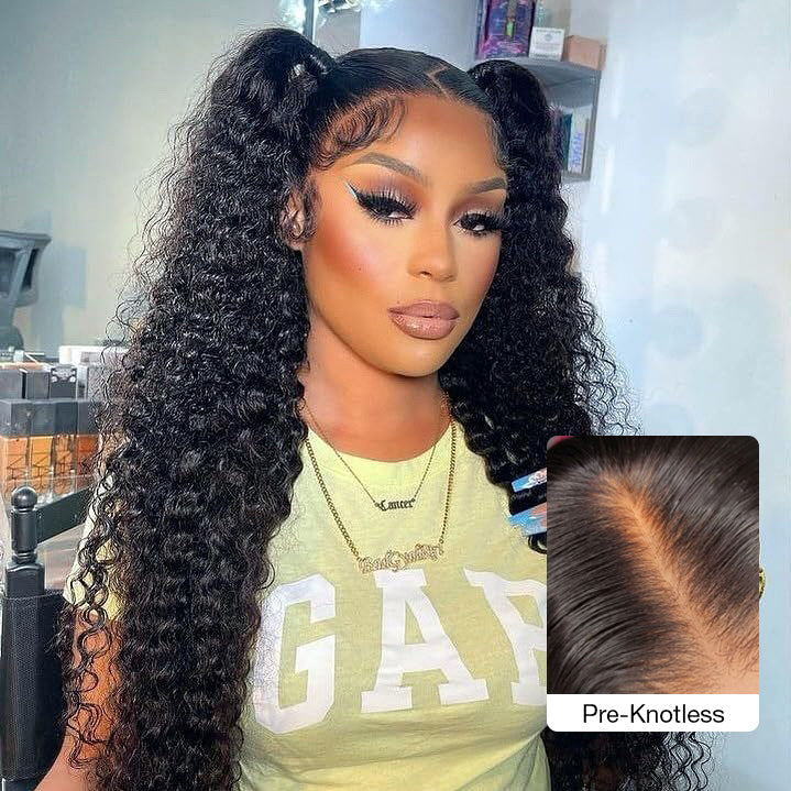 13x4 HD Lace Front Human Hair Wigs Deep Wave / Straight Pre Bleached Knots Ship In 24H