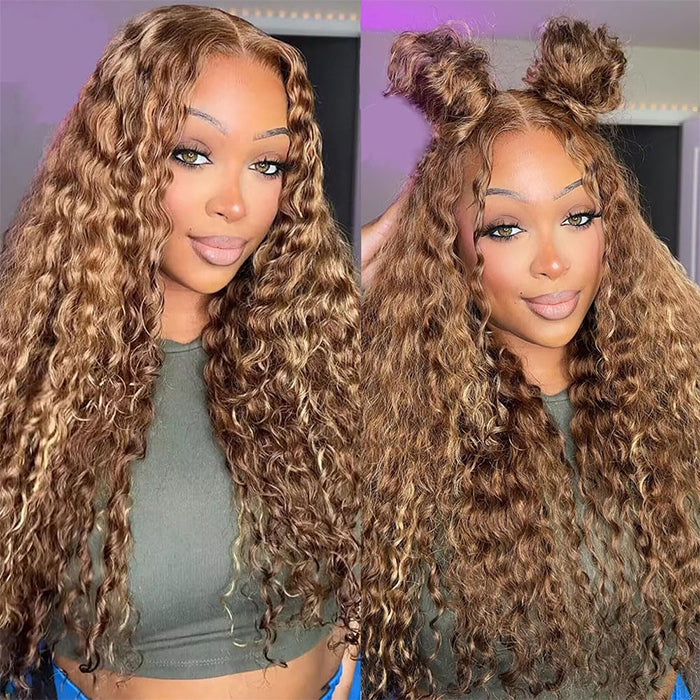 Glueless 360 Lace Wig Water Wave Snug Fit Skin HD Lace Human Hair Wigs For Women Pre Plucked & Bleached