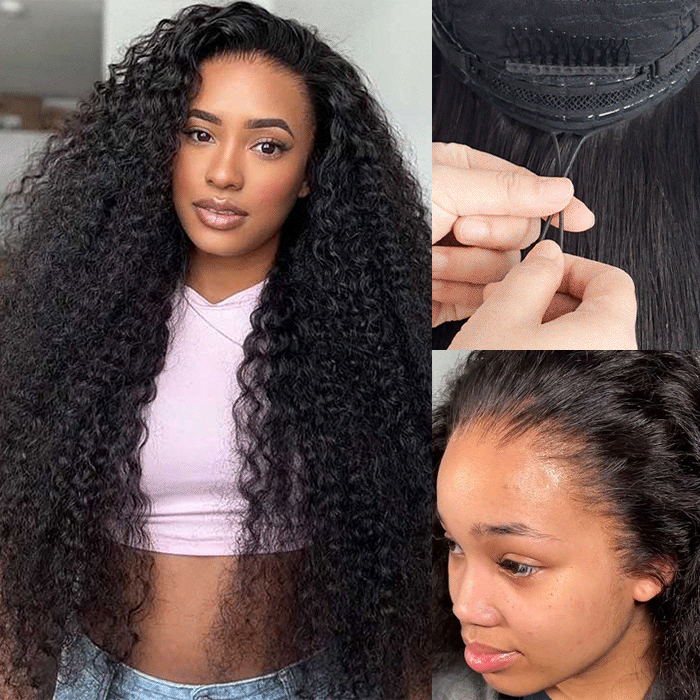 Glueless Curly Wigs 13x6 HD Lace Front Wig Pre Plucked and Bleached Human Hair Wigs For Women