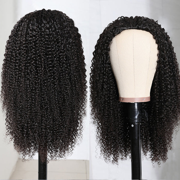 3 In 1 Half Wigs Kinky Curly Flip Over Human Hair Wigs Glueless Install Half Wig With Adjustable Drawstring Beginner Friendly