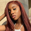 Glueless 4C Kinky Edges Wig #33 Reddish Brown Kinky Straight Human Hair Wigs For Black Women