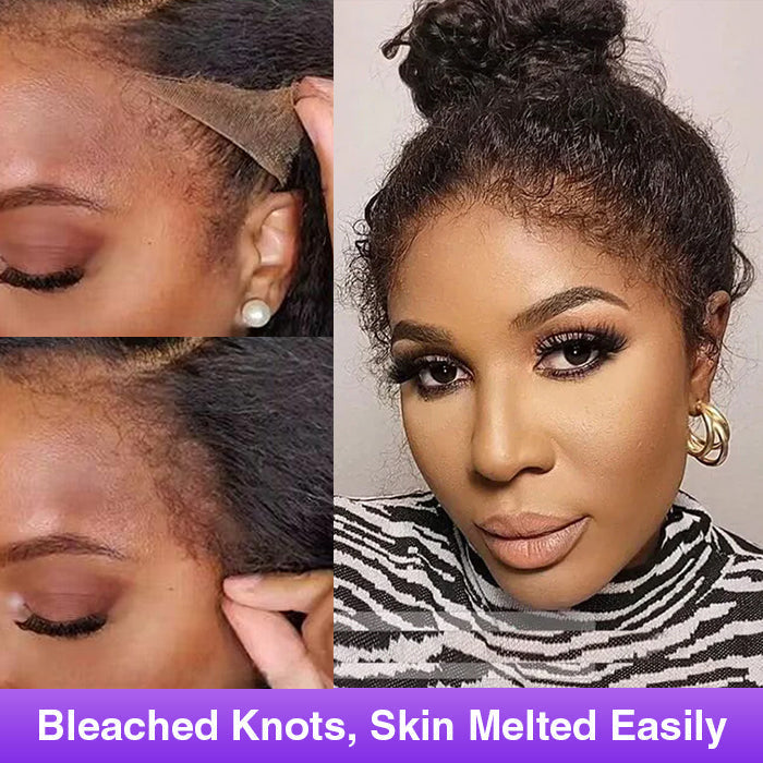 Free Wig Inside | 4C Curly Edges Invisi-String Snug Fit 360 Lace Frontal Curly Wigs Bleached Knots Pre Cut Lace Wigs